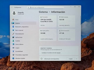 HP Dragonfly i5 12th Gen Pantalla Táctil