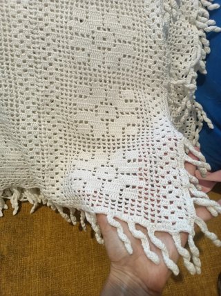 Colcha ganchillo algodón flecos