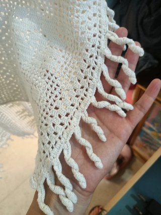 Colcha ganchillo algodón flecos