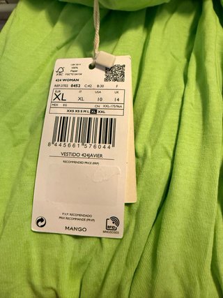 Vestido largo Mango verde Talla XL