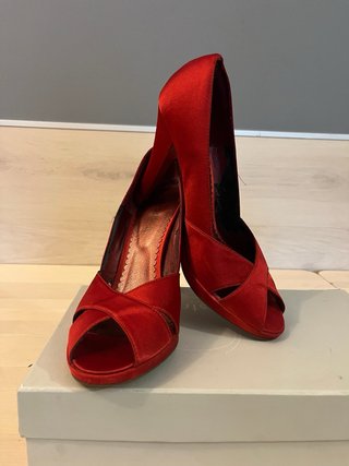 Scarpe Tacco Punta Aperta Rosse