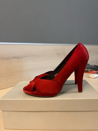 Scarpe Tacco Punta Aperta Rosse