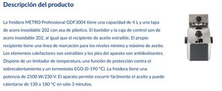 Freidora GDF3004  METRO Professional 4L - Nueva