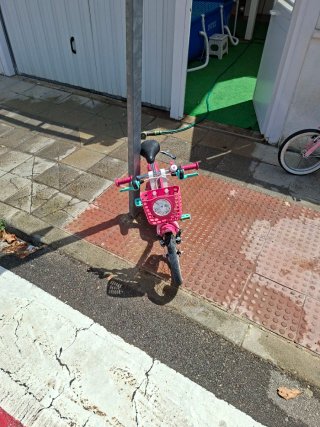 Bicicleta infantil rosa con ruedines