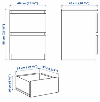 Mesita de noche MALM Ikea Blanca