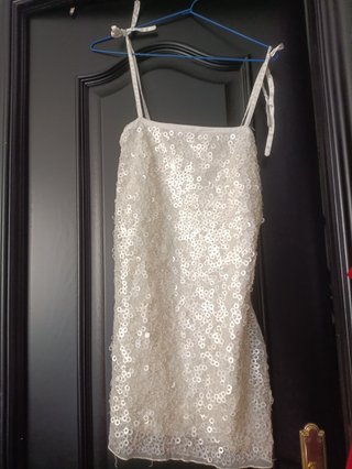 Vestido lentejuelas blanco fiesta