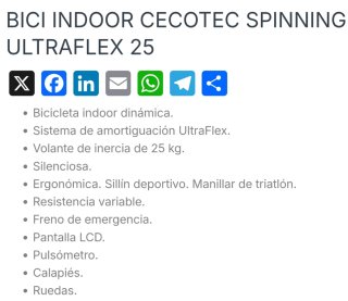 BICICLETA ESTÁTICA INDOOR CECOTEC ULTRA FLEX 25