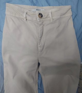 Pantalón vaquero campana beige mujer T.34