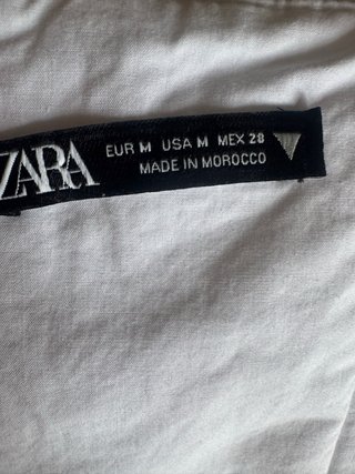 Top Corto Zara Blanco Mangas Abullonadas м