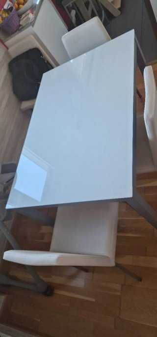 Mesa Comedor Cristal Templado Blanco