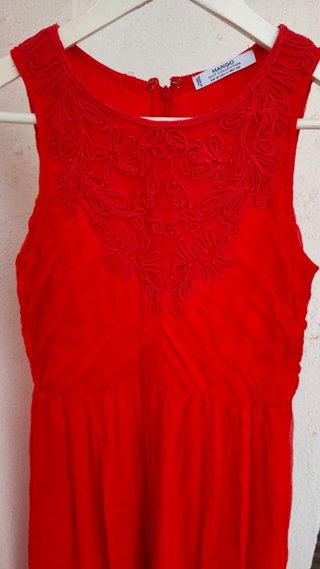 Vestido Mango Ceremonia Talla XS/34 Rojo