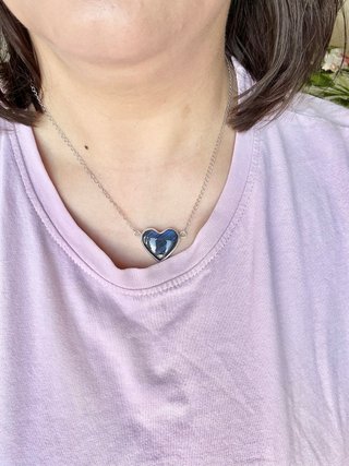 Collar Corazón Labradorita Azul Plata