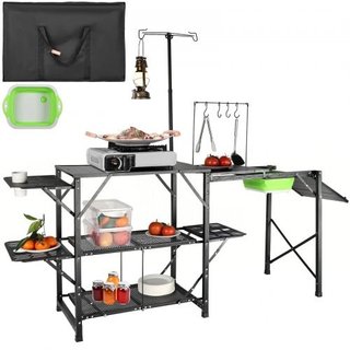 Camping Kitchen Table, One-piece Folding Portable Cook