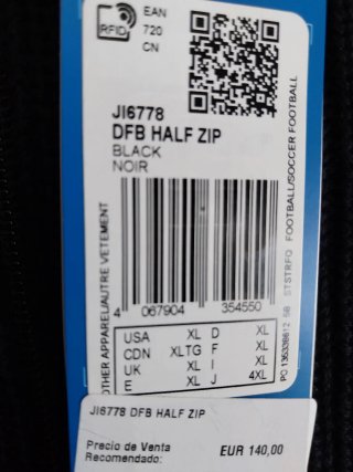 Jersey Adidas Negro Media Cremallera