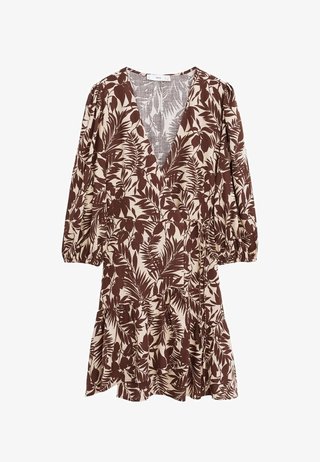 Vestido Mango Estampado Hojas Talla S