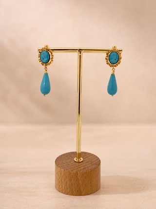 Pendientes Oro 18kl Coral Azul Ref. MAL-TRA1927
