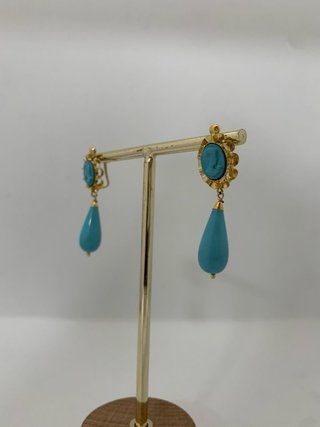Pendientes Oro 18kl Coral Azul Ref. MAL-TRA1927