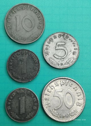 Monedas antiguas 2GM Alemania 1940-1944.