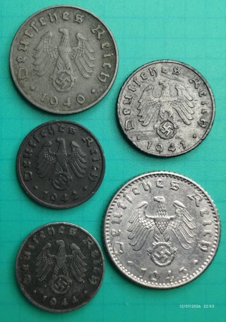 Monedas antiguas 2GM Alemania 1940-1944.