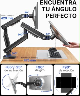 Soporte Doble Monitor 13-32 VESA 75/100mm