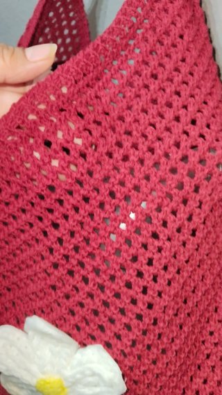 Bolso Crochet Rojo Oscuro con Flor