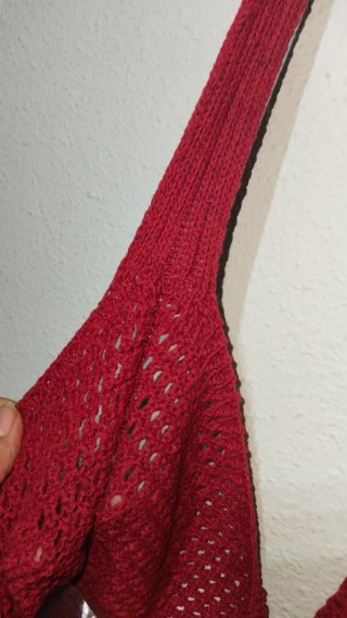 Bolso Crochet Rojo Oscuro con Flor