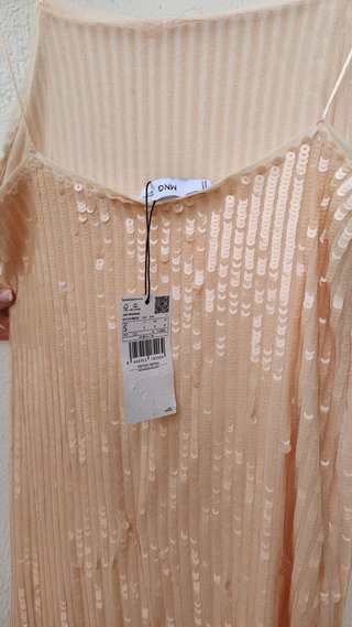 Vestido lentejuelas color salmón Talla S