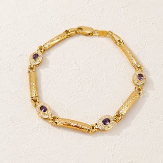 Pulsera Oro 18kl con piedras moradas MAL-TRA-2372