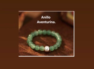 Anillo Aventurina con detalle plateado