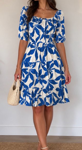 Vestido Verano floral azul y blanco
