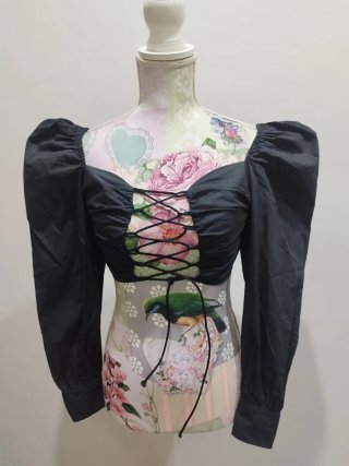 Crop top / Corsé mangas abullonadas.