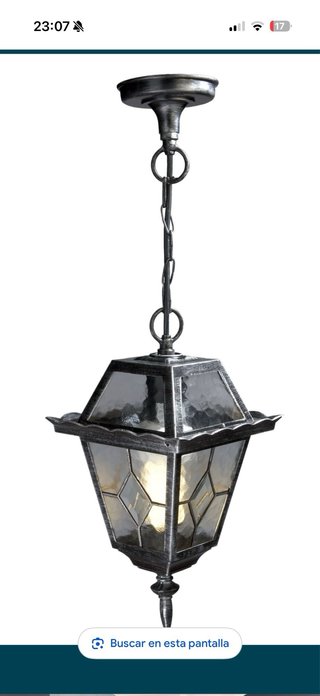 Lámpara exterior metal negro y plata