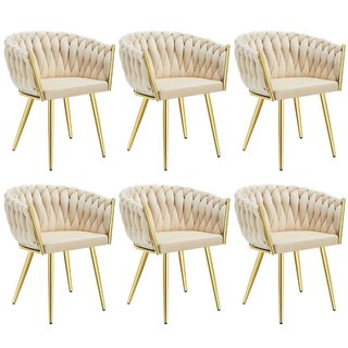 Set sedie da pranzo Astano in velluto, design a nodo