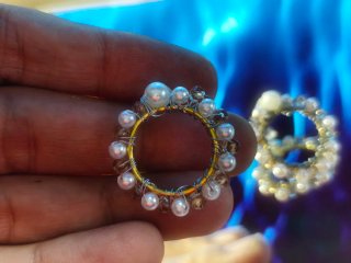 Pendientes Aro Perlas y Cristales Hechos a Mano