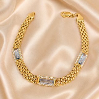 Pulsera Oro 18k Aguamarinas Diamantes MAL-TRA2389