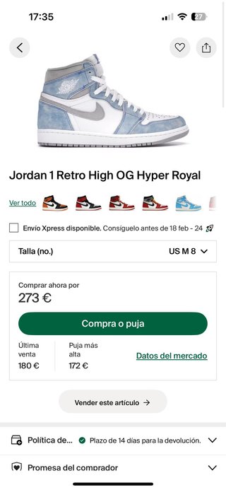 Jordan 1 Retro High OG Hyper Royal
