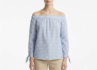 Blusa cuadros vichy azul y blanca Talla S