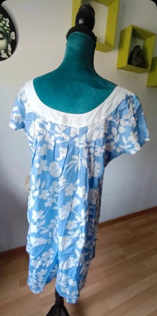 Vestido HHG Azul Floreado Manga Corta Talla L