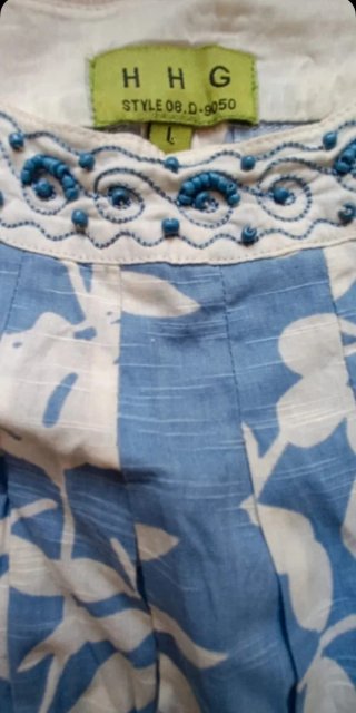 Vestido HHG Azul Floreado Manga Corta Talla L