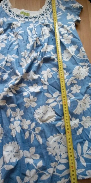 Vestido HHG Azul Floreado Manga Corta Talla L