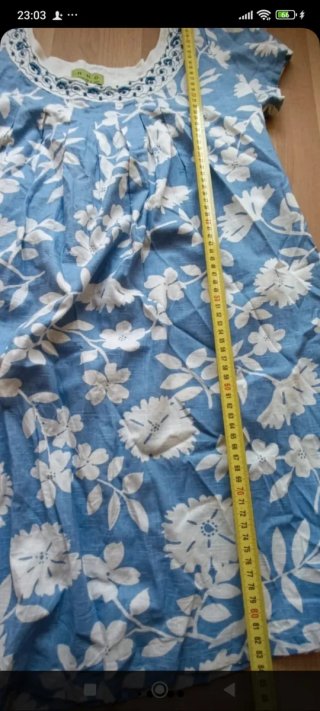 Vestido HHG Azul Floreado Manga Corta Talla L