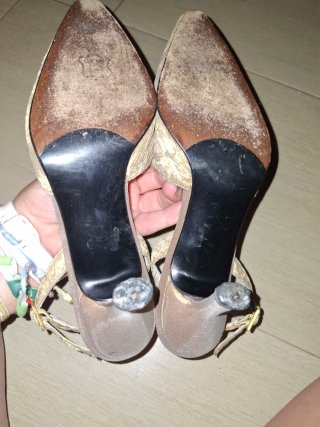 Zapatos Slingback Stuart Weitzman Beige/Oro