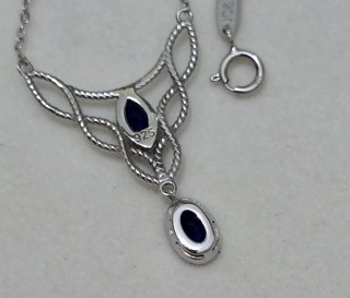 Collar Plata 925 Ley con Zafiros Azul