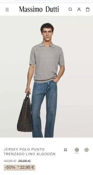 Polo Massimo Dutti Lino Algodón Talla S