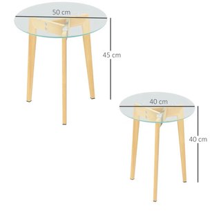 Tavoli ausiliari in vetro e legno