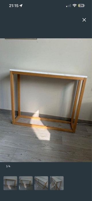 Mesa recibidor estrecha madera y mármol