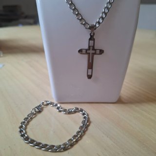Juego Cadena y Pulsera Acero Hombre