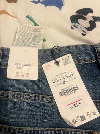 Zara Jeans Baggy Ballon Azules