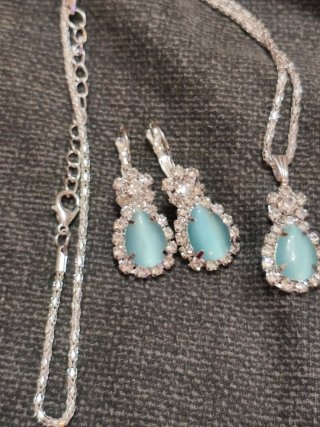 Conjunto Collar y Pendientes Azul Plata
