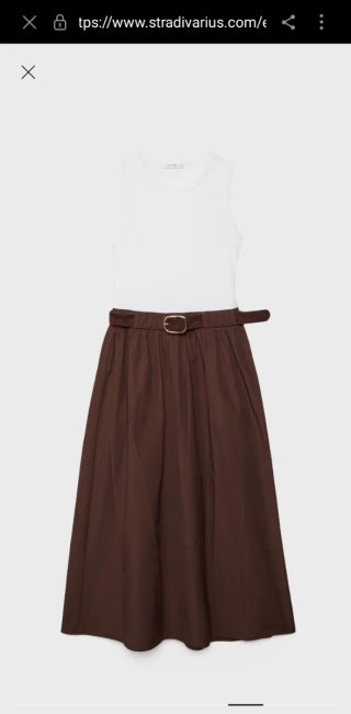 Vestido Midi Blanco y Marrón Talla L stradivarius